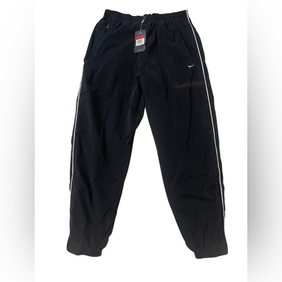 NWT Vintage Y2K Nike Men's Black BaggyTrack Pants with White Stripes - Picture 1 of 6